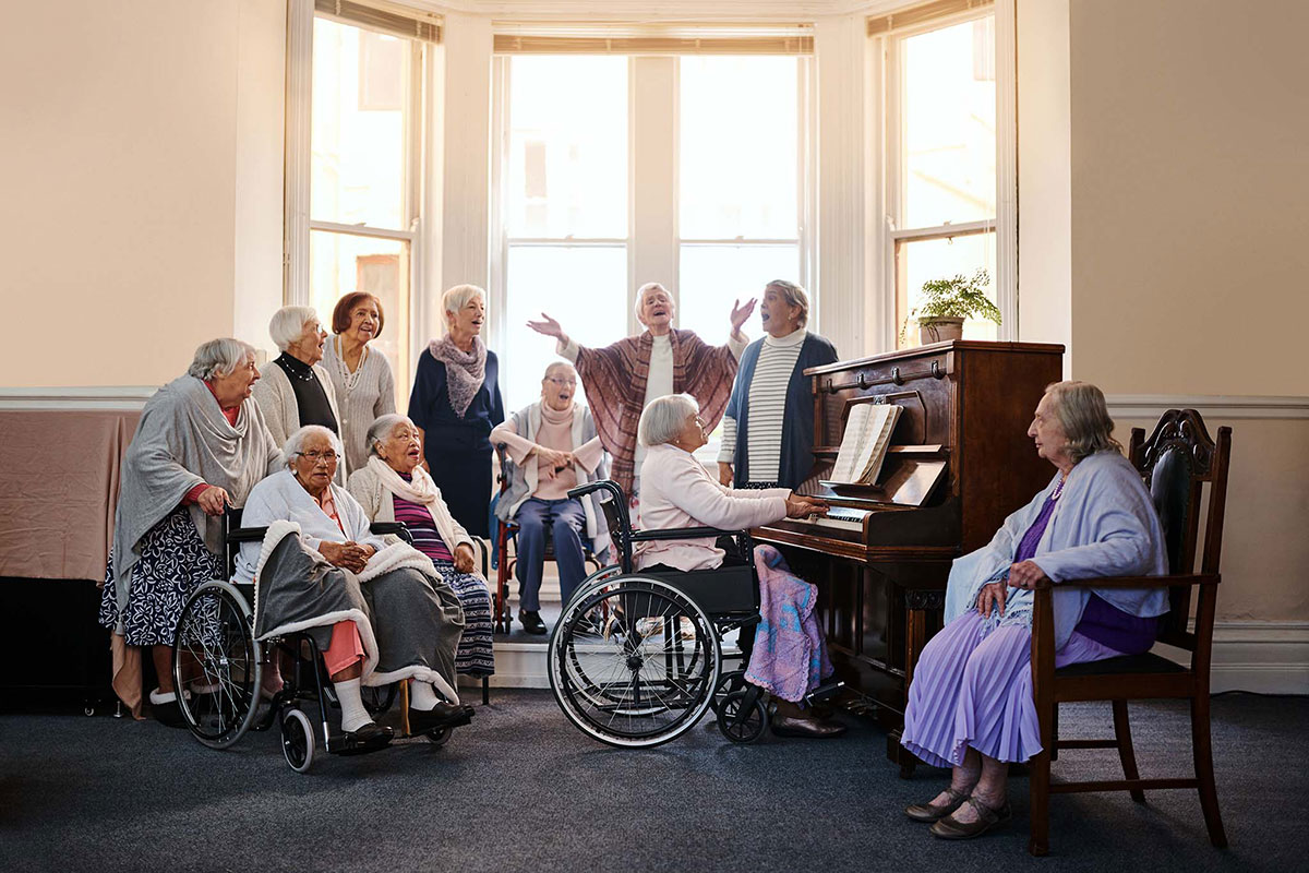 Residents singing in a choir