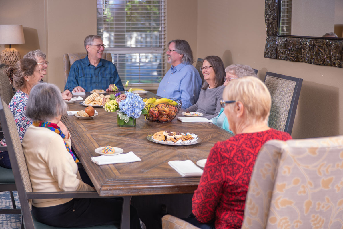 group of adults dining together