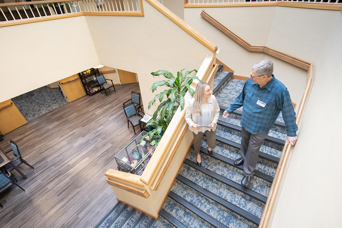 Residents on the stairs