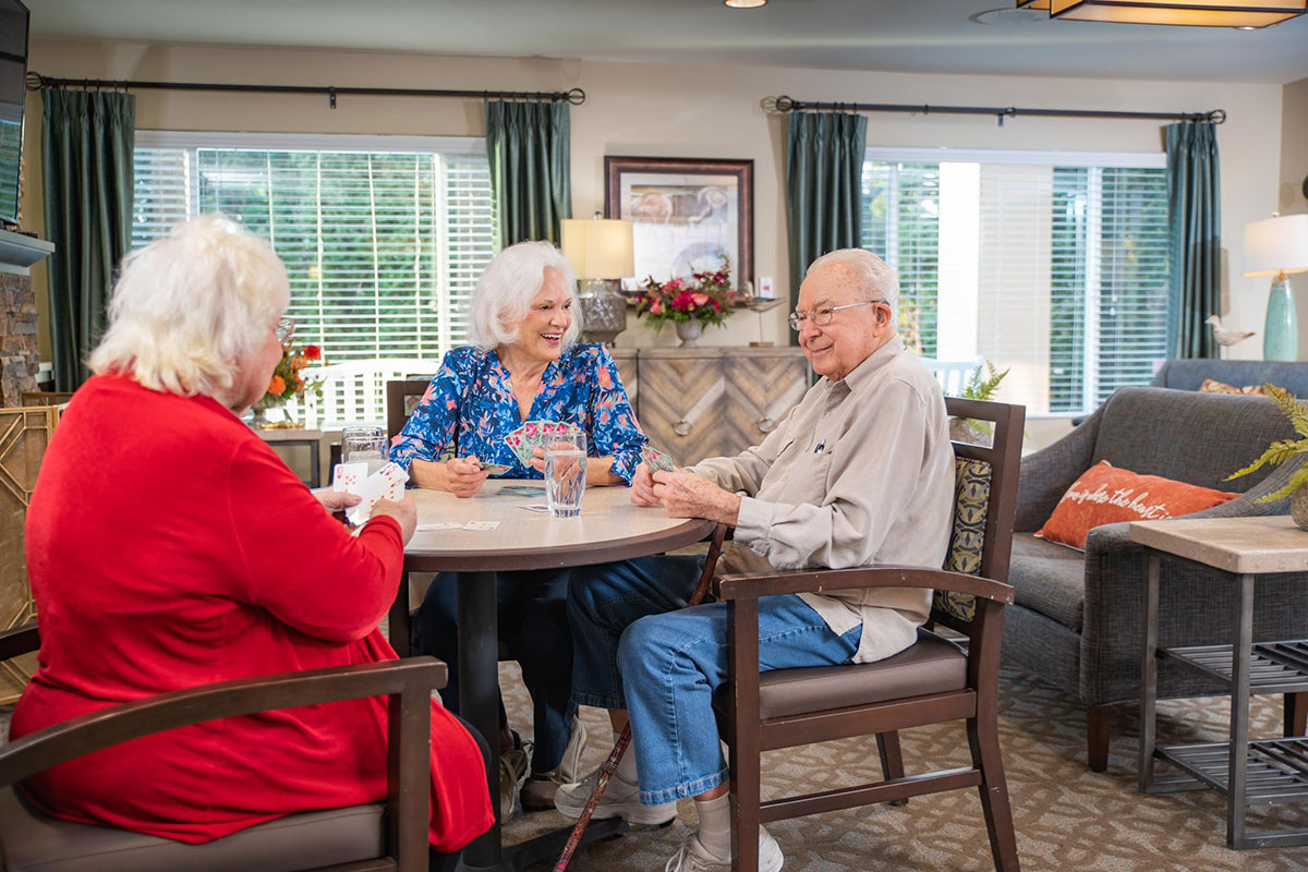 Residents playing cards