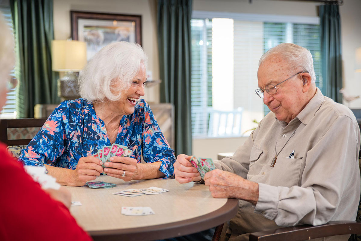 Residents playing cards