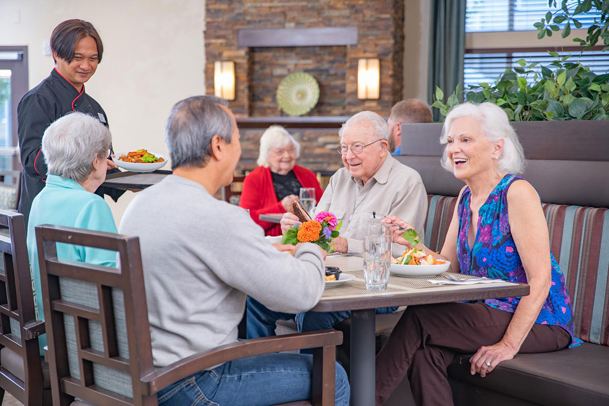 Residents in the dining room