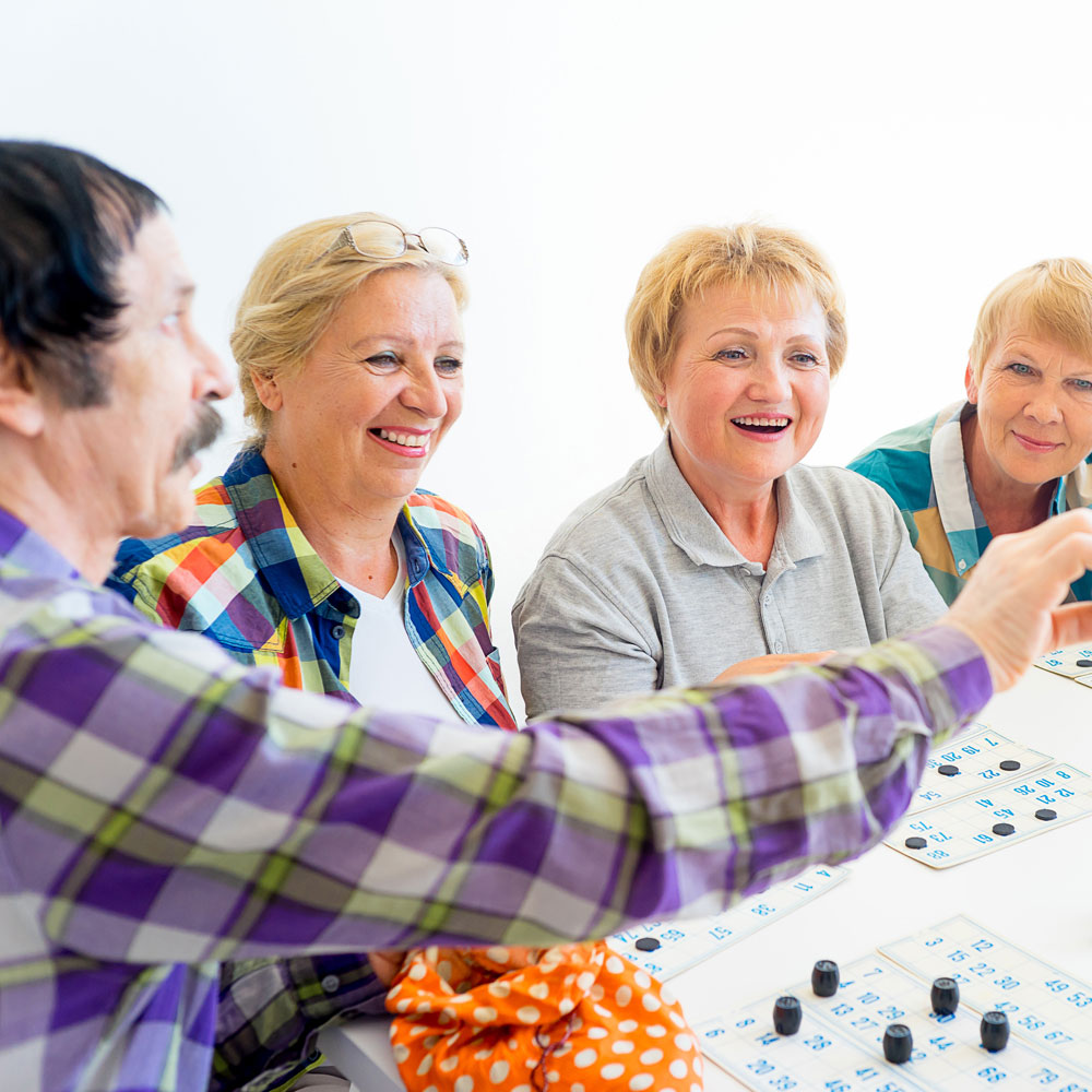 group of adults playing bingo