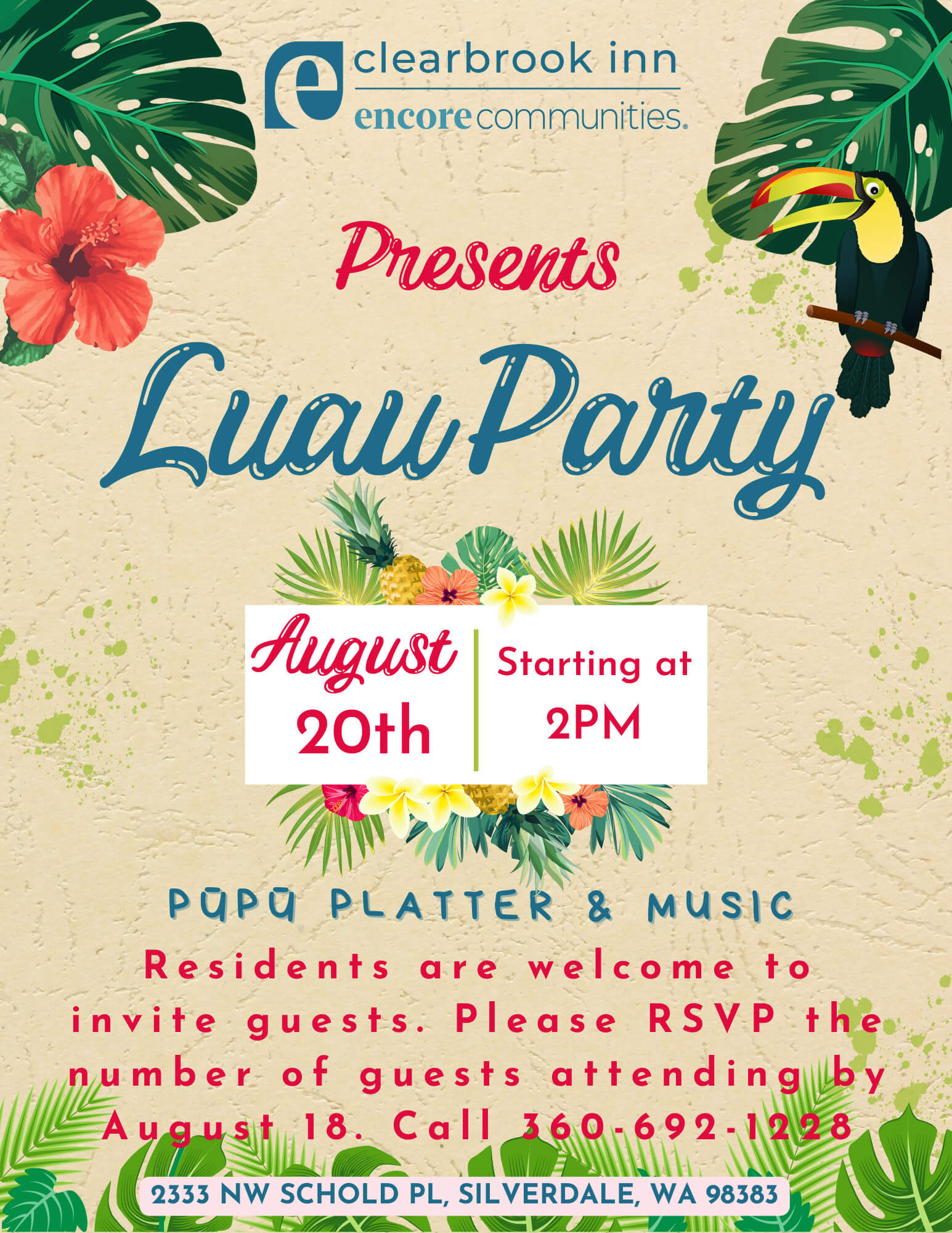 Luau Party is happening August 20th