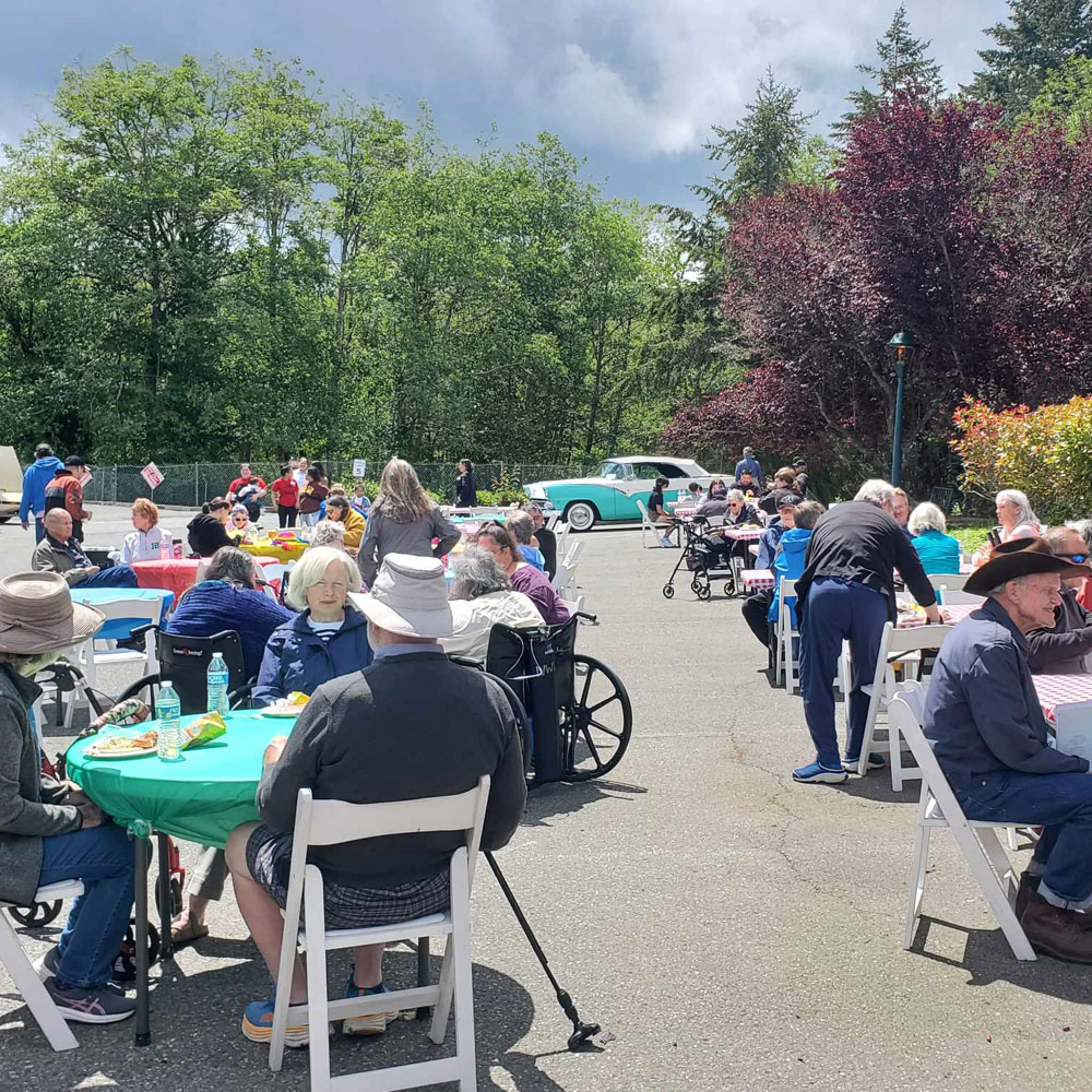 outdoor event with tables setup