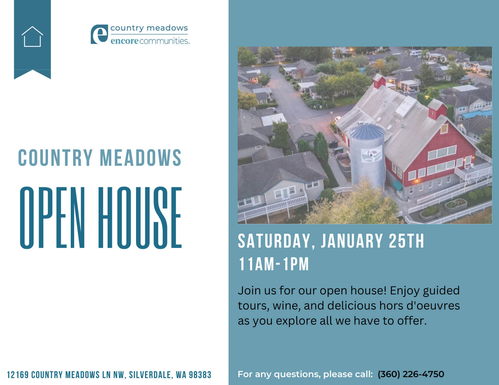 Country Meadows Open House @ Saturday, January 25th, 11am-1pm