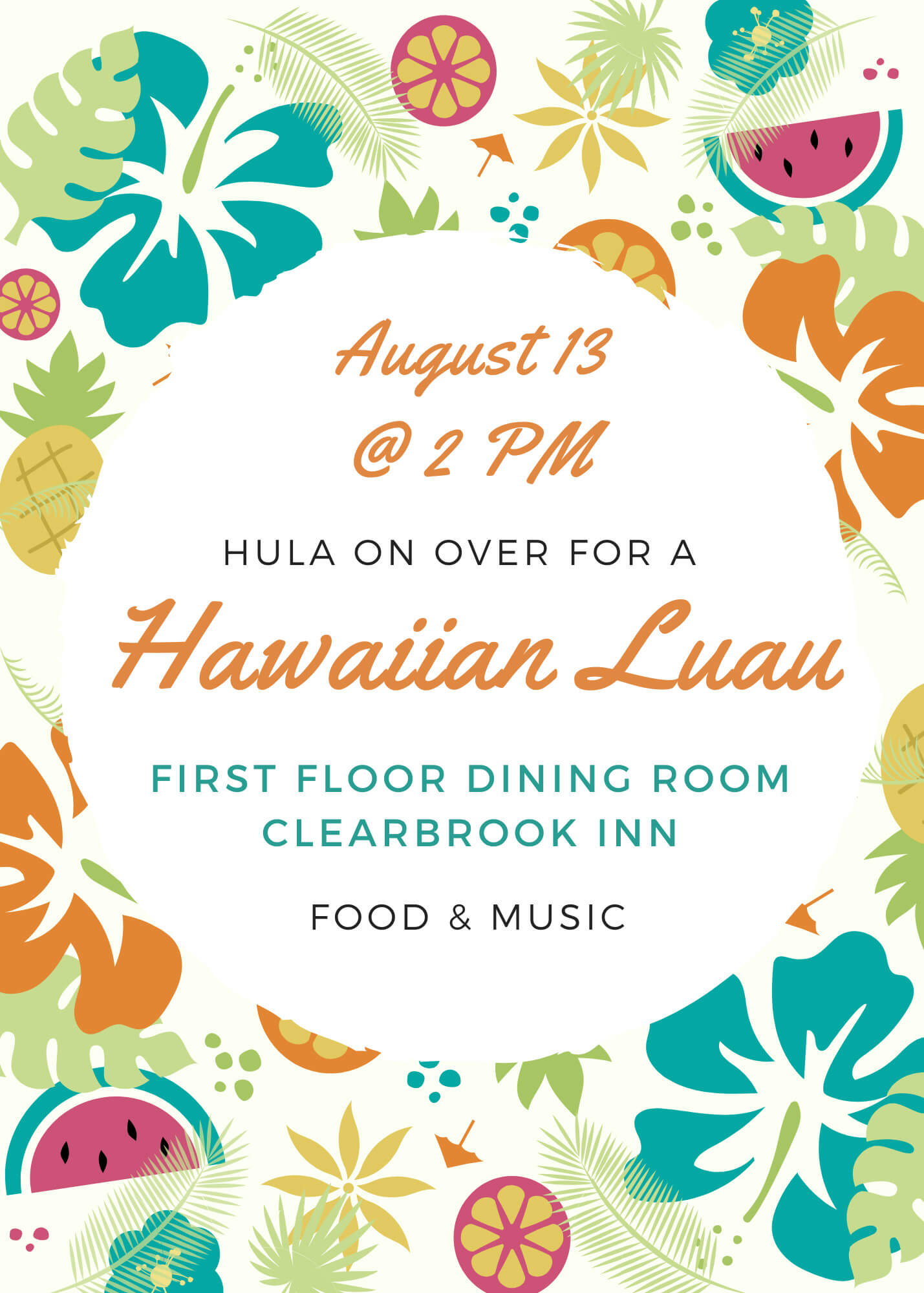 Hula on Over for a Hawaiian Luau! August 13 @ 2PM