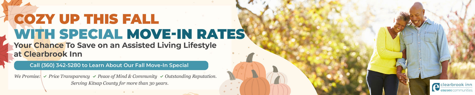 Cozy Up This Fall with Special Move-in Rates Ad for Clearbrook Inn