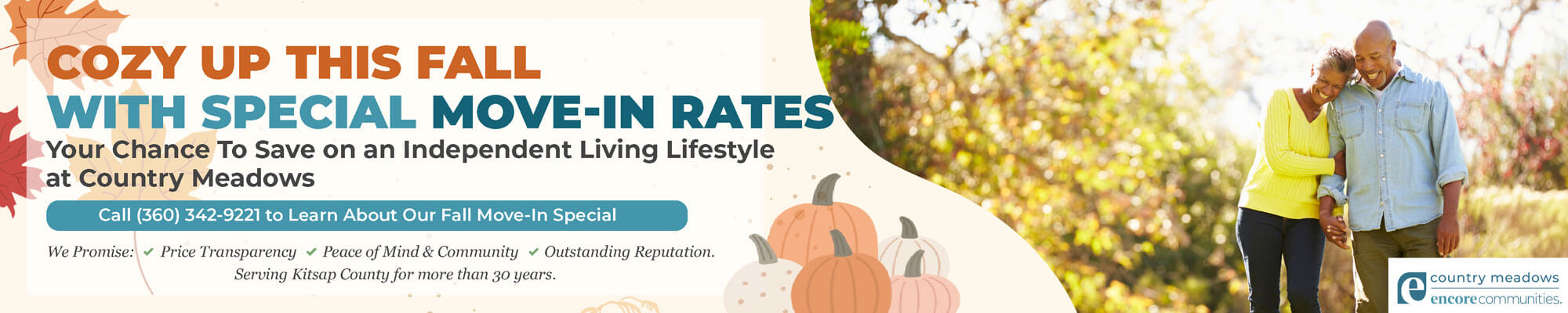 Cozy Up This Fall with Special Move-in Rates Ad for Country Meadows